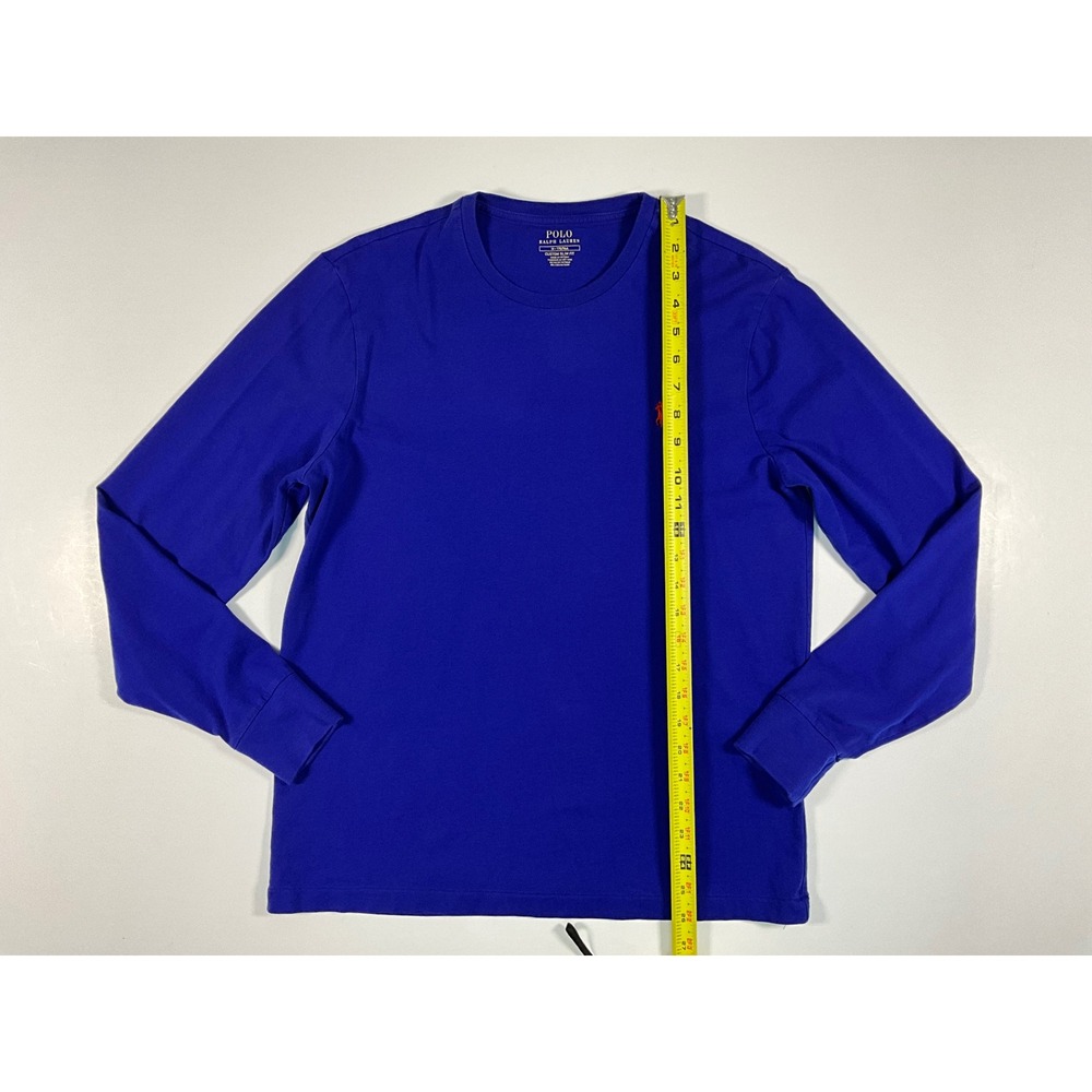 Polo Ralph Lauren Mens Custom Slim Fit Long Sleeve Blue T-Shirt Red Pony Size M - Picture 7 of 14
